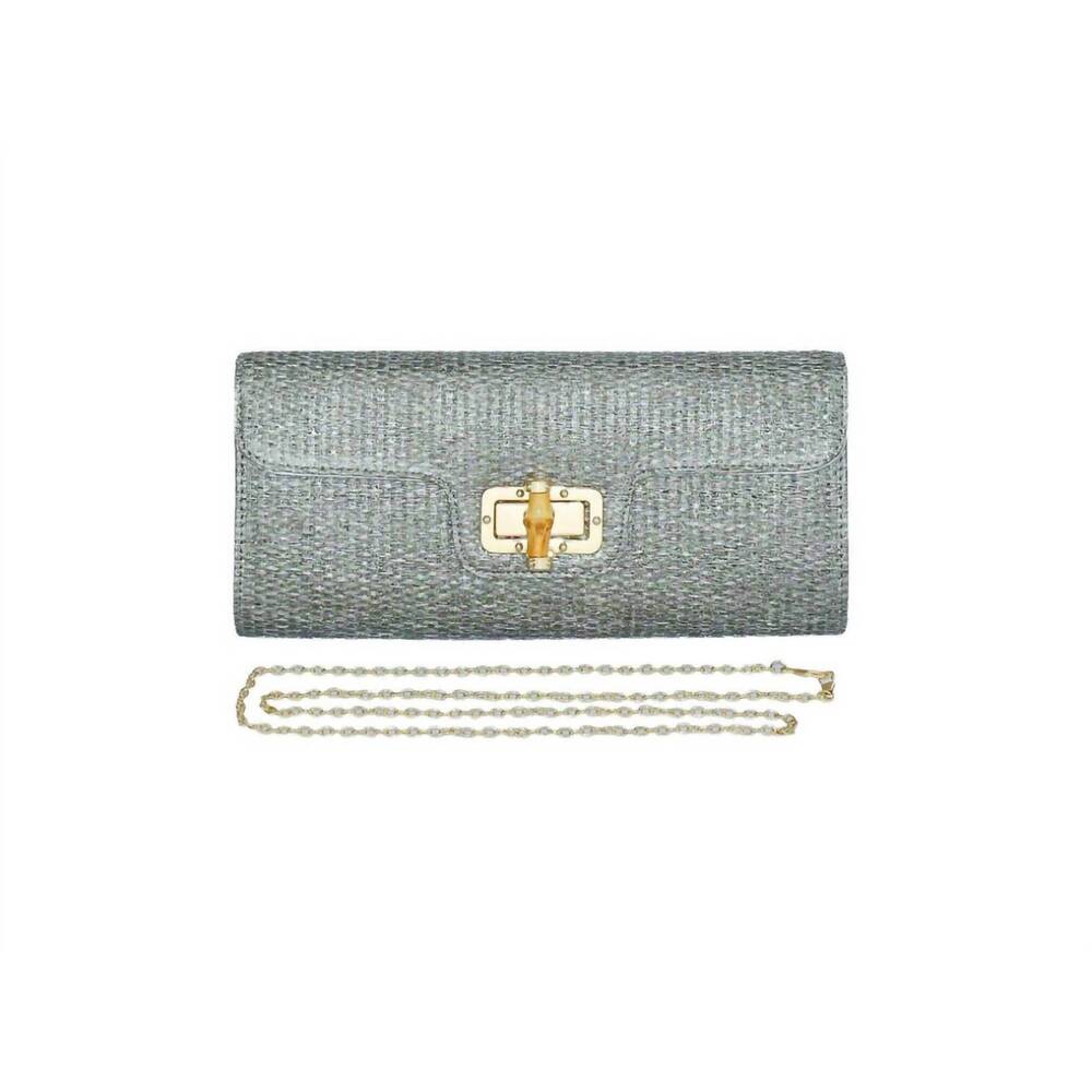 NEW BC HANDBAGS women's bamboo buckle clutch in silver